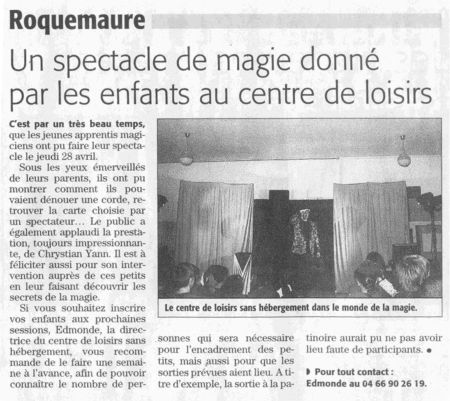 Ateliers de Magie à Roquemaure