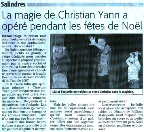 Chrystian Yann - animateur anniversaire enfant - Article de Presse